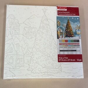 Craft Smart Canvas Painting Kit - Holiday Tree Design paint brushes marker new